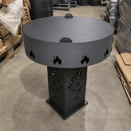 Gratar Gradina 4in1 Rotund plita 90cm |grosime 10 mm Fire Pit din fier pe lemne| terasa|multifunctional cu suport ceaun inclus - BUZ.RO
