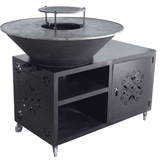 Gratar gradina cu plita 10 mm diametru 100 cm Fire Pit+ masa lucru+ spatiu depozitare - BUZ.RO