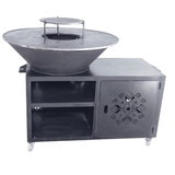 Gratar gradina cu plita 10 mm diametru 100 cm Fire Pit+ masa lucru+ spatiu depozitare - BUZ.RO