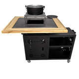 Gratar gradina cu plita 75 cm + blat lemn Firepit din otel 10 mm - BUZ.RO