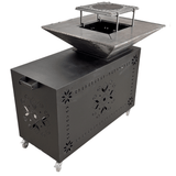 Gratar gradina cu plita 75 cm + masa lucru ,Fire Pit otel 10 mm - BUZ.RO