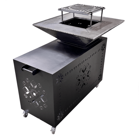 Gratar gradina cu plita 75 cm + masa lucru ,Fire Pit otel 10 mm - BUZ.RO