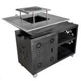 Gratar gradina cu plita 75 cm + masa lucru ,Fire Pit otel 10 mm - BUZ.RO