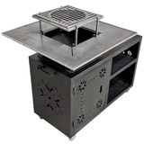 Gratar gradina cu plita 75 cm + masa lucru ,Fire Pit otel 10 mm - BUZ.RO