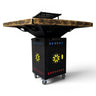 Gratar gradina cu plita 75x75 cm, Fire Pit din otel 10 mm pe lemne cu BLAT DE LEMN Ars - BUZ.RO