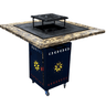 Gratar gradina cu plita 75x75 cm, Fire Pit din otel 10 mm pe lemne cu BLAT DE LEMN Ars - BUZ.RO