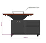Gratar gradina cu plita 95 cm grosime 8/10mm, blat de lemn| cutie depozitare| reglare tiraj|sertar cenusa - BUZ.RO