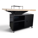Gratar gradina cu plita 95 cm grosime 8/10mm, blat de lemn| cutie depozitare| reglare tiraj|sertar cenusa - BUZ.RO