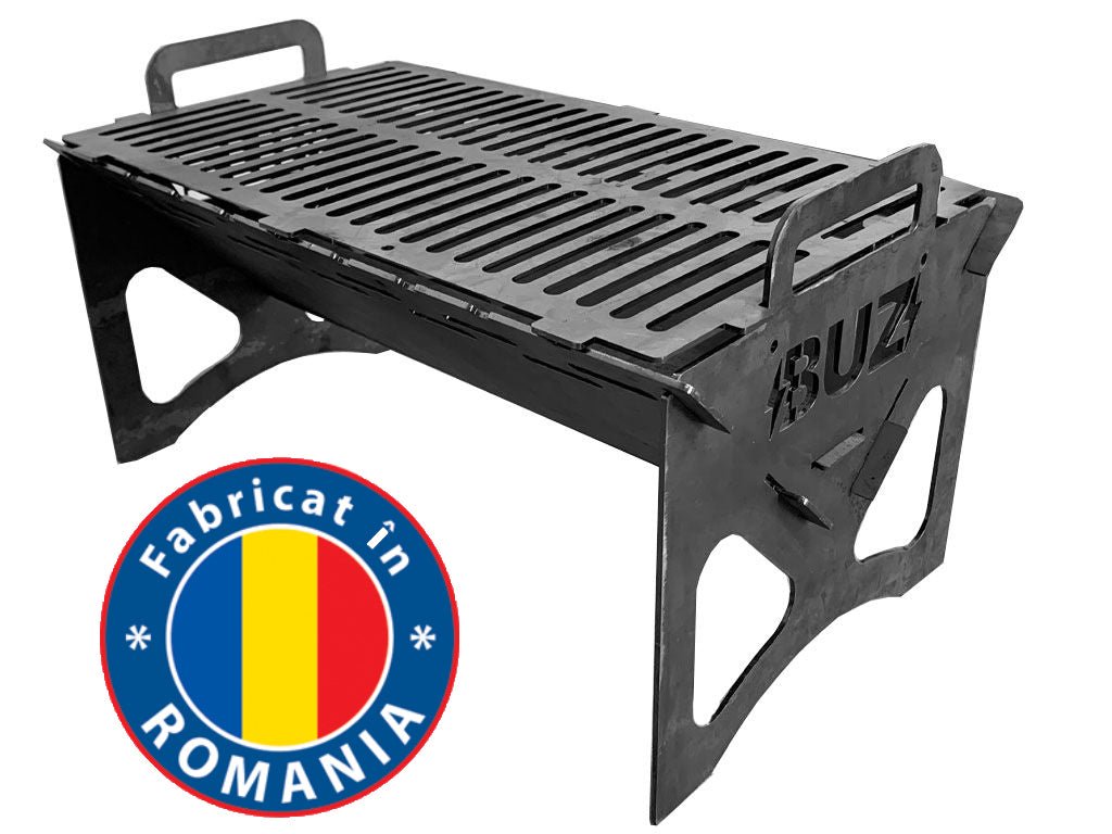 Gratar Gradina, din otel carbon, pentru camping, gradina, 50x30x30cm, grosime 3mm - BUZ.RO