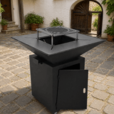 Gratar Gradina Fire Pit cu plita 95x 95 cm din otel 10 mm, FARA blat de lemn - BUZ.RO