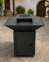 Gratar Gradina Fire Pit cu plita 95x 95 cm din otel 10 mm, FARA blat de lemn - BUZ.RO