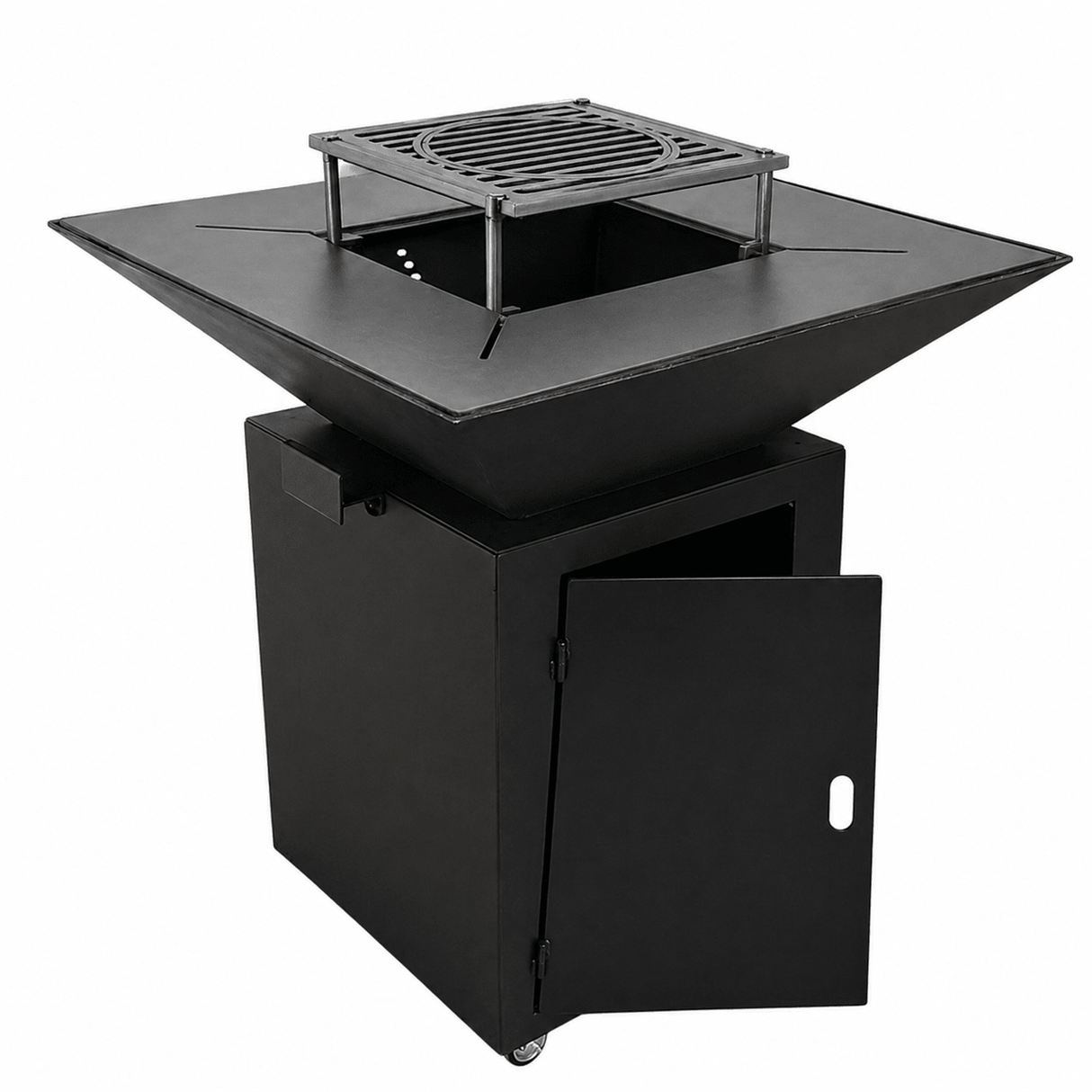 Gratar Gradina Fire Pit cu plita 95x 95 cm din otel 10 mm, FARA blat de lemn - BUZ.RO