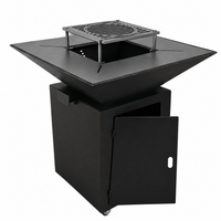 FirePit, Gratar cu plita 75x 75 cm din otel, 10 mm, pentru gradina sau terasa, FARA blat de lemn