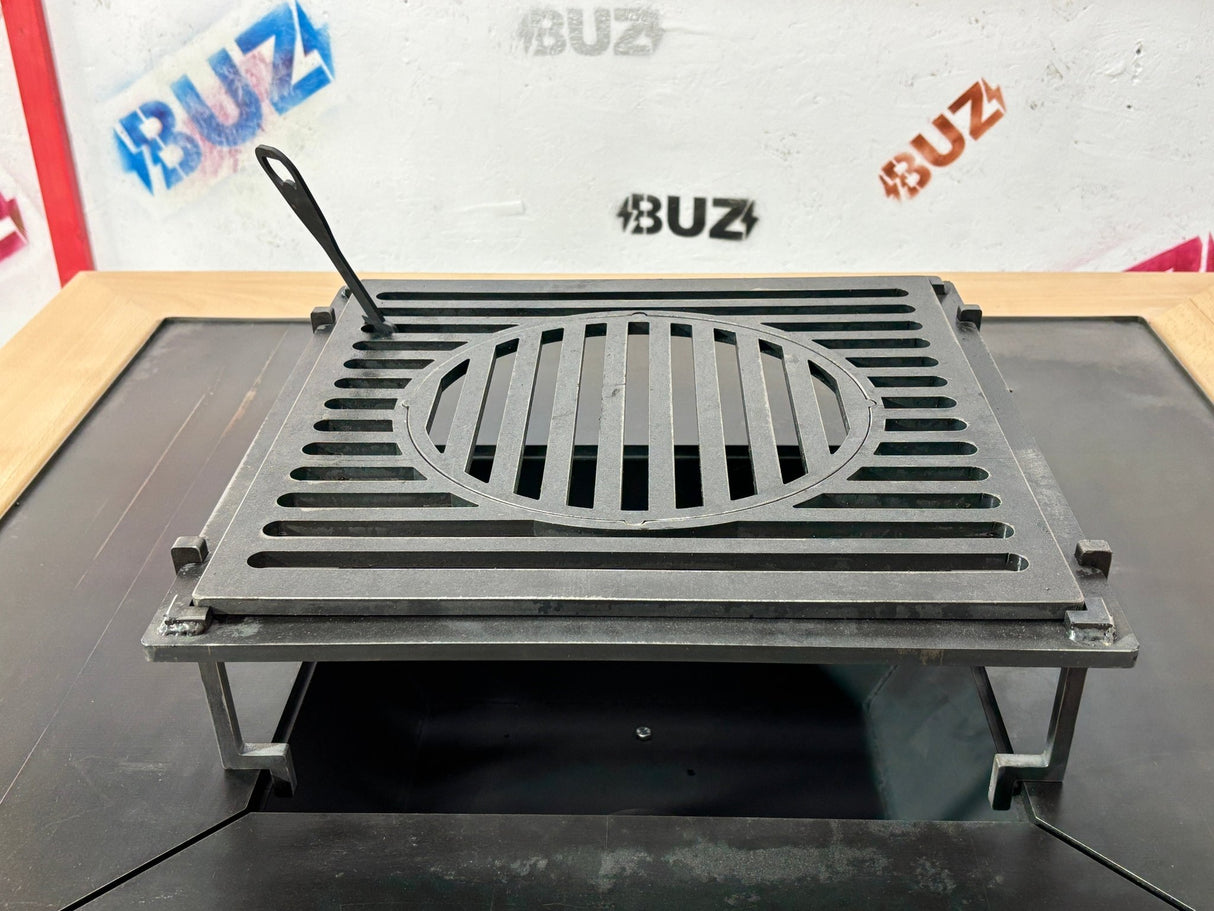 Gratar Gradina Fire Pit cu plita 95x 95 cm din otel 10 mm, FARA blat de lemn 95 x 95 m - BUZ.RO