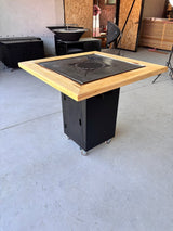 Gratar Gradina Fire Pit cu plita 95x 95 cm din otel 10 mm, FARA blat de lemn 95 x 95 m - BUZ.RO