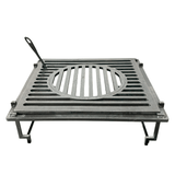 Gratar Gradina Fire Pit cu plita 95x 95 cm din otel 10 mm, FARA blat de lemn 95 x 95 m - BUZ.RO
