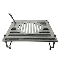 Gratar Gradina Fire Pit cu plita 95x 95 cm din otel 10 mm + blat de lemn 1.3 x 1.3 m Frasin sau  Brad