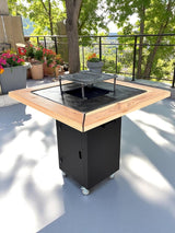 Gratar Gradina Fire Pit cu plita 95x 95 cm din otel 10 mm, FARA blat de lemn 95 x 95 m - BUZ.RO