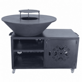 Gratar gradina plita de 95cm groasa 10 mm Fire Pit masa lucru spatiu depozitare|sertar cenusa|reglare tiraj - BUZ.RO