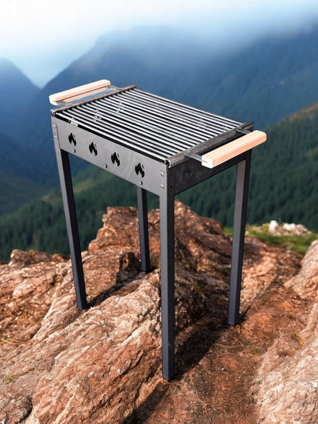 Gratar Gradina portabil 50 x 35 cm bare rotunde din otel 8mm , Personalizabil, Demontabil - BUZ.RO