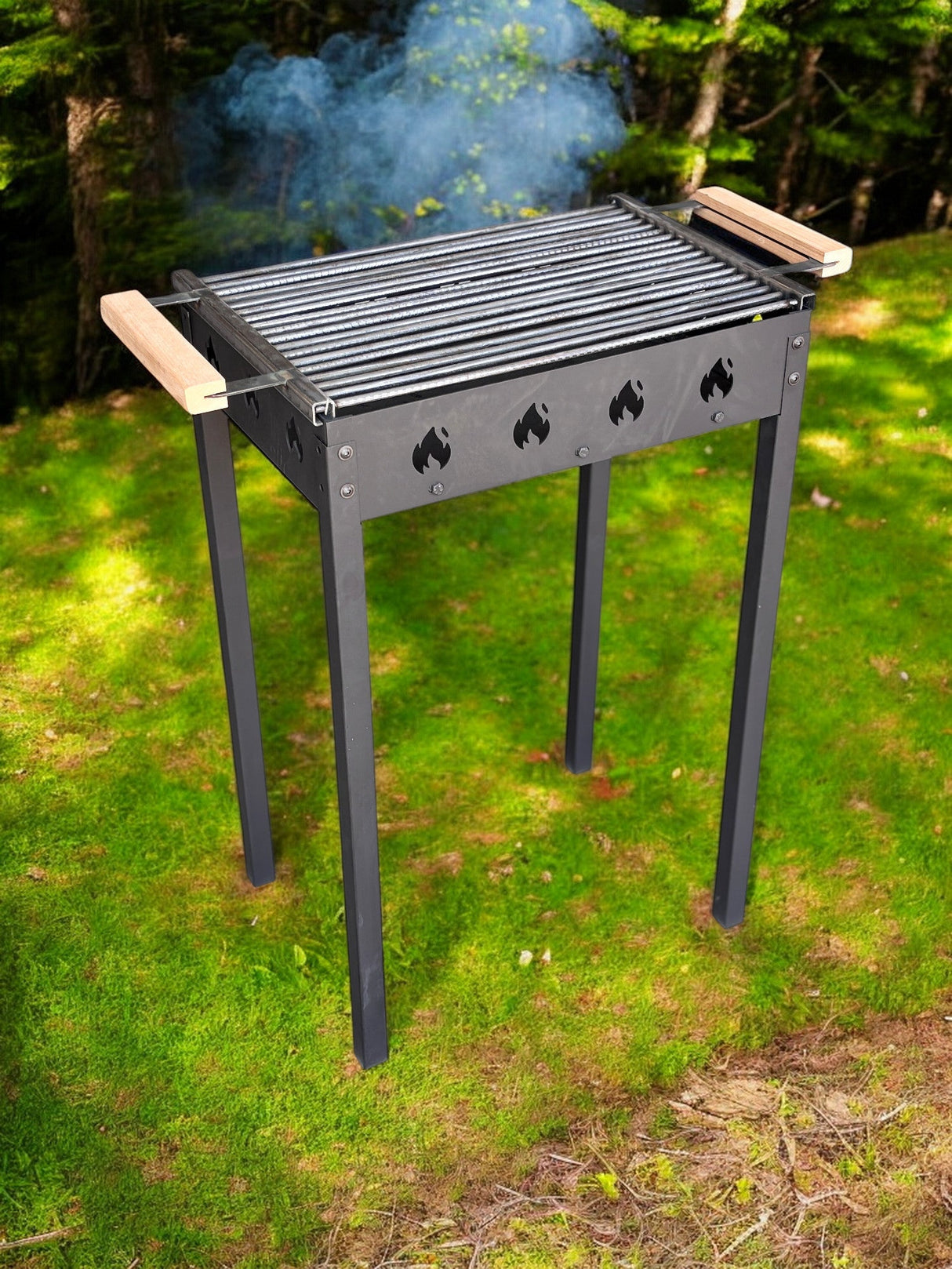 Gratar Gradina portabil 50 x 35 cm bare rotunde din otel 8mm , Personalizabil, Demontabil - BUZ.RO