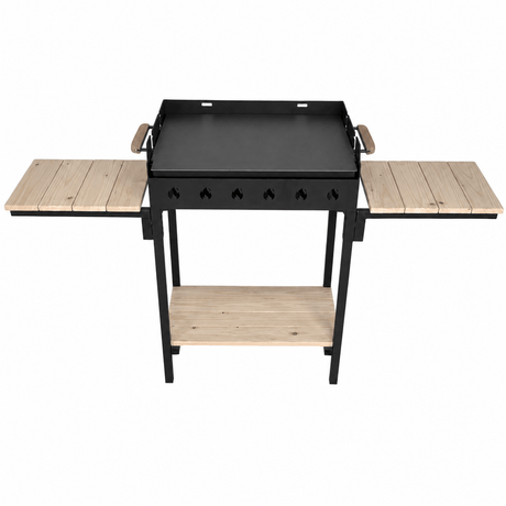 Gratar gradina portabil, cu masa lucru, reglabil pe inaltime de gatire , din otel carbon, suport de lucru, pentru camping, 65X45X95 CM 3 mm grosime tabla - BUZ.RO