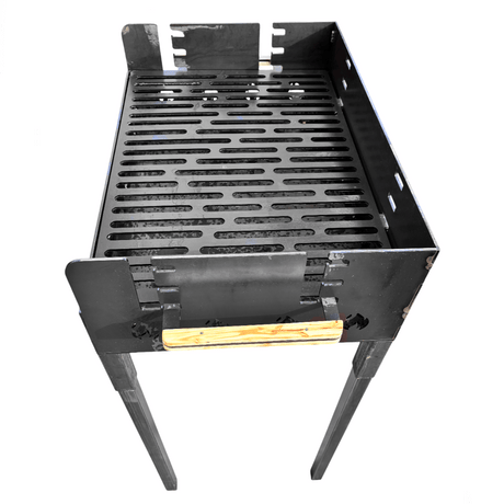 Gratar gradina portabil, cu masa lucru, reglabil pe inaltime de gatire , din otel carbon, suport de lucru, pentru camping, 65X45X95 CM 3 mm grosime tabla - BUZ.RO