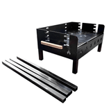Gratar gradina portabil, cu masa lucru, reglabil pe inaltime de gatire , din otel carbon, suport de lucru, pentru camping, 65X45X95 CM 3 mm grosime tabla - BUZ.RO