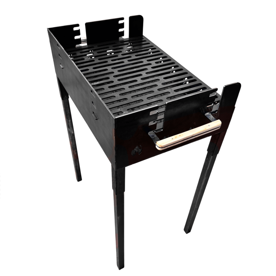 Gratar gradina portabil, cu masa lucru, reglabil pe inaltime de gatire , din otel carbon, suport de lucru, pentru camping, 65X45X95 CM 3 mm grosime tabla - BUZ.RO