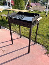 Gratar gradina portabil, cu masa polita lucru reglabil pe inaltime de gatire 65X45X95 CM - BUZ.RO