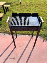 Gratar gradina portabil, cu masa polita lucru reglabil pe inaltime de gatire 65X45X95 CM - BUZ.RO