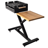 Gratar gradina portabil, premium, cu masa lucru, reglabil pe inaltime de gatire , din otel carbon, suport de lucru, pentru camping - BUZ.RO