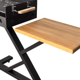 Gratar gradina portabil, premium, cu masa lucru, reglabil pe inaltime de gatire , din otel carbon, suport de lucru, pentru camping - BUZ.RO