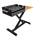 Gratar gradina portabil, premium, cu masa lucru, reglabil pe inaltime de gatire , din otel carbon, suport de lucru, pentru camping - BUZ.RO