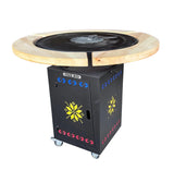 Gratar Gradina Rotund plita 10 mm Fire Pit 73 cm din fier pe lemne, pentru terasa, blat LEMN SI MOTIVE TRADITIONALE - BUZ.RO