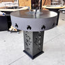 Gratar Gradina Rotund plita 10 mm Fire Pit 73 cm din fier pe lemne, pentru terasa, modelul floare - BUZ.RO