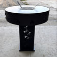 Gratar Gradina Rotund plita 10 mm Fire Pit 73 cm din fier pe lemne, pentru terasa, modelul floare - BUZ.RO