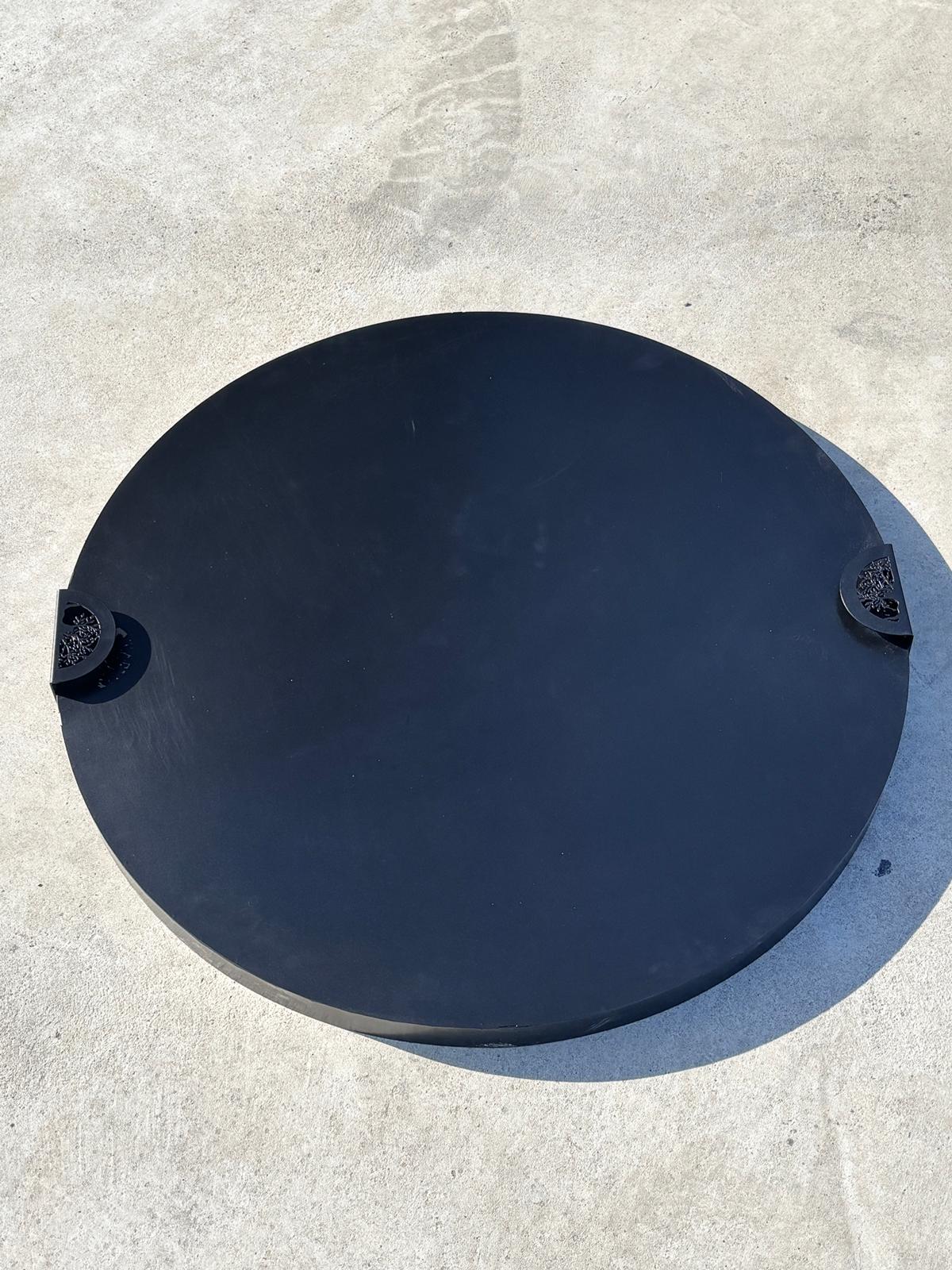 Gratar Gradina Rotund plita 10 mm Fire Pit 73 cm din fier pe lemne, pentru terasa, modelul floare - BUZ.RO