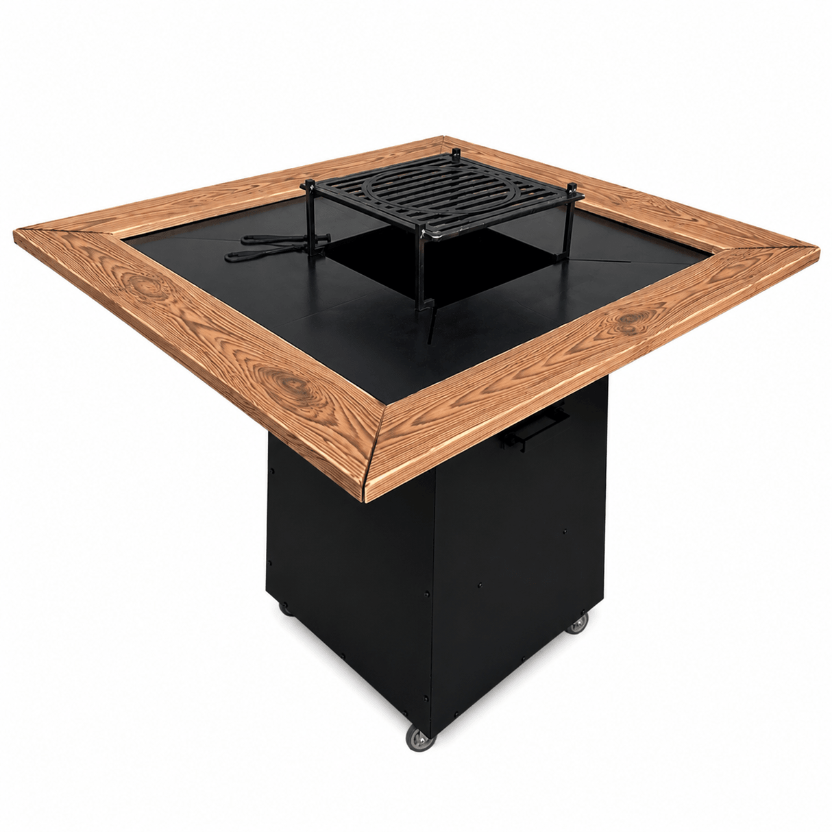 Gratar Gradina si Curte | Plita Otel 75x75 cm | 4in1 | Plita 8-10mm |Mobil pe Roti | Inaltator Ceaun Inclus - BUZ.RO
