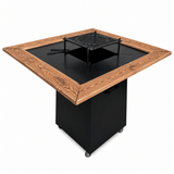 Gratar Gradina si Curte | Plita Otel 75x75 cm | 4in1 | Plita 8-10mm |Mobil pe Roti | Inaltator Ceaun Inclus - BUZ.RO