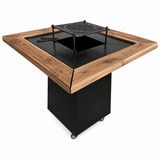 Gratar Gradina si Curte | Plita Otel 75x75 cm | 4in1 | Plita 8-10mm |Mobil pe Roti | Inaltator Ceaun Inclus - BUZ.RO
