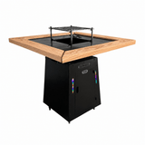 Gratar Gradina si Curte | Plita Otel 75x75 cm | 4in1 | Plita 8-10mm |Mobil pe Roti | Inaltator Ceaun Inclus - BUZ.RO