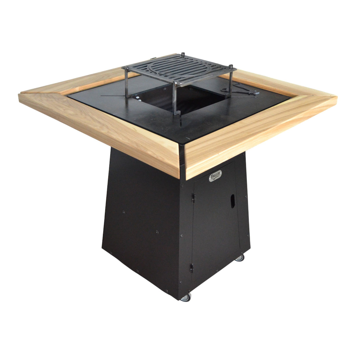 Gratar Gradina si Curte | Plita Otel 75x75 cm | Mobil pe Roti | Inaltator Ceaun Inclus - BUZ.RO