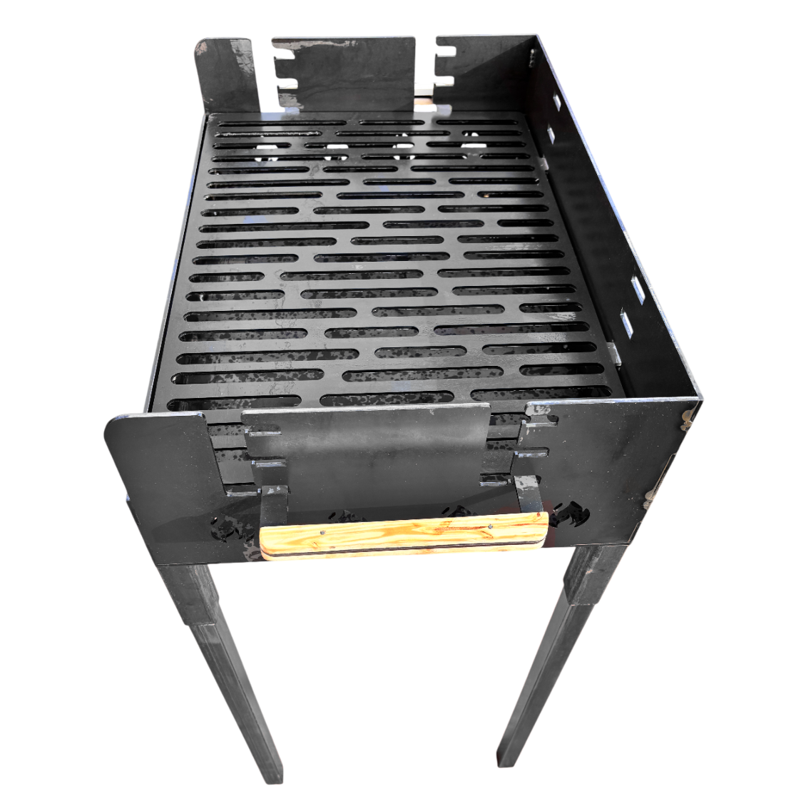 Gratar gradina portabil, cu masa lucru,  reglabil pe inaltime de gatire , din otel carbon, suport de lucru, pentru camping, 65X45X95 CM 4 mm Grosime tabla