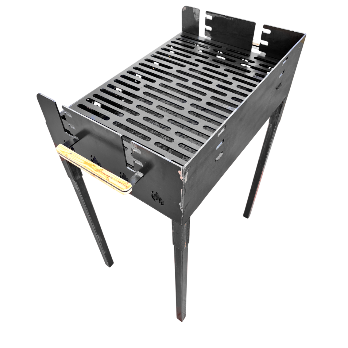 Gratar gradina portabil, cu masa lucru,  reglabil pe inaltime de gatire , din otel carbon, suport de lucru, pentru camping, 65X45X95 CM 4 mm Grosime tabla