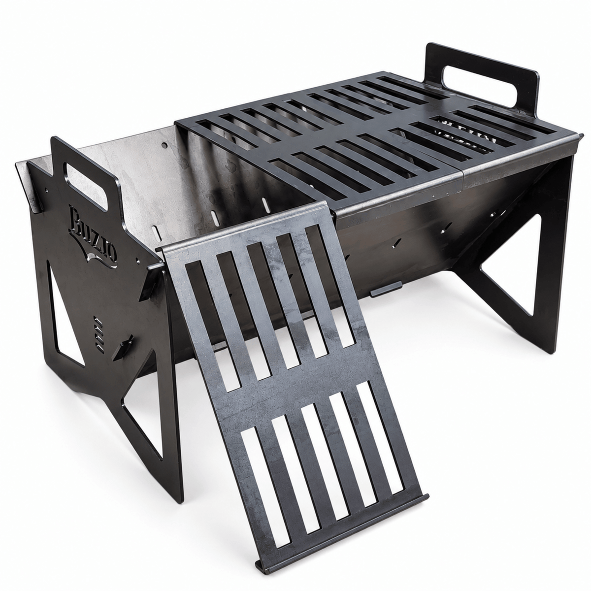Gratar Portabil de Camping | Otel Masiv cu Placa Plancha si Grill - BUZ.RO
