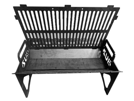 Gratar portabil, din otel carbon, pentru camping, gradina, 50x30x30cm