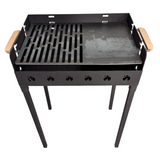 Gratar portabil+ plita, reglabil pe inaltime de gatire , din otel carbon, pentru camping, gradina, 65X45X95 CM