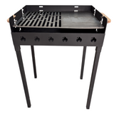 Gratar portabil+ plita, reglabil pe inaltime de gatire , din otel carbon, pentru camping, gradina, 65X45X95 CM