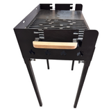 Gratar portabil+ plita, reglabil pe inaltime de gatire , din otel carbon, pentru camping, gradina, 65X45X95 CM